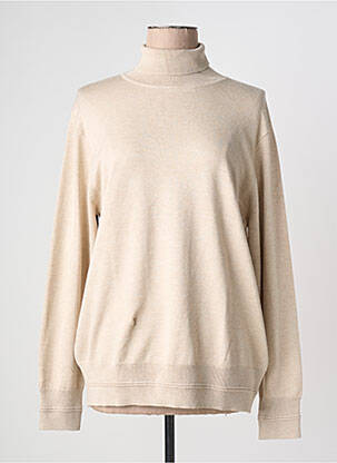 Pull col roulé tissage chiné manches longues beige JENSEN femme