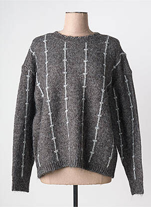 Pull tissage chiné manches longues gris KAFFE femme