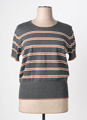 Pull tissage chiné manches courtes gris MARBLE femme