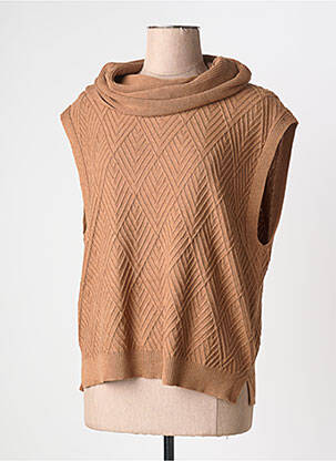Pull stretch sans manche marron MARBLE femme
