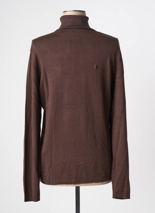 Pull col roulé coupe ajustée manches longues marron ICHI femme