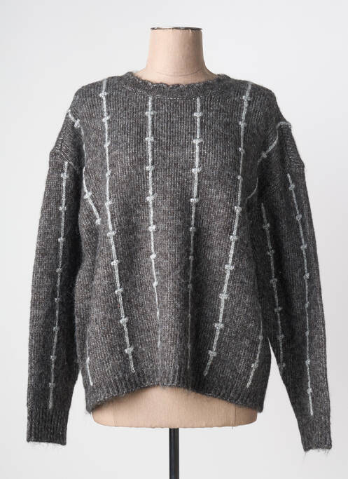Pull tissage chiné manches longues gris KAFFE femme