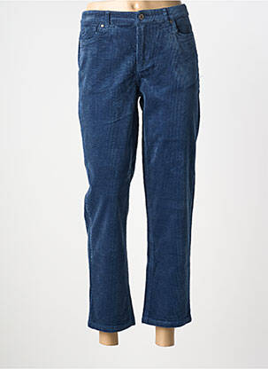 Pantalon 7/8 fermeture zippée sous rabat boutonné bleu JENSEN femme