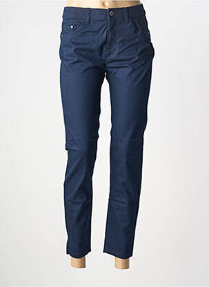 Pantalon 7/8 fermeture zippée sous rabat boutonné bleu JENSEN femme