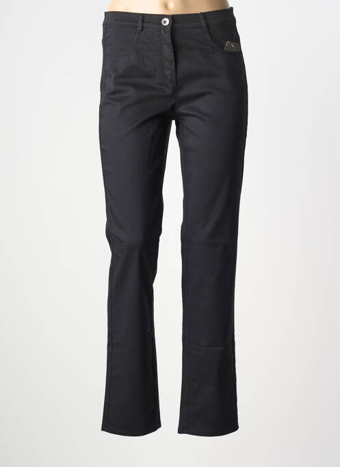 Pantalon droit fermeture zippée sous rabat boutonné noir FRANK WALDER femme