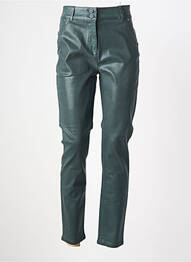 Pantalon slim tissage enduit taille haute vert JULIE GUERLANDE femme