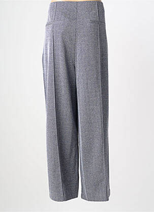 Pantalon large fermeture zip latéral taille haute bleu ICHI femme