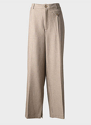 Pantalon large fermeture zippée sous rabat boutonné taille normale beige KAFFE femme