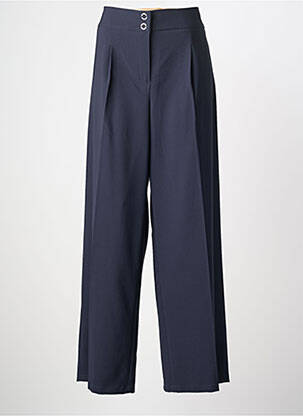 Pantalon large fermeture zippée sous rabat boutonné taille normale bleu BETTY BARCLAY femme