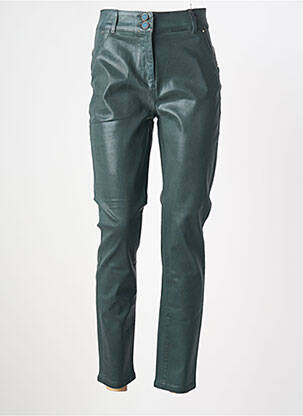 Pantalon slim tissage enduit taille haute vert JULIE GUERLANDE femme