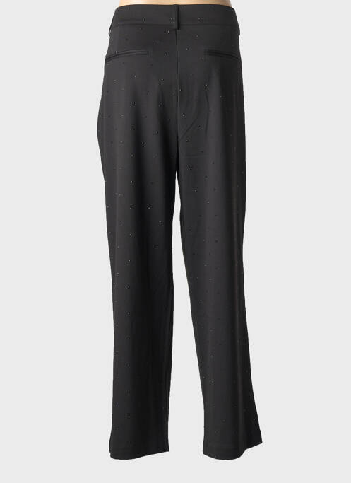 Pantalon droit fermeture zippée sous rabat avec crochet taille normale noir ICHI femme