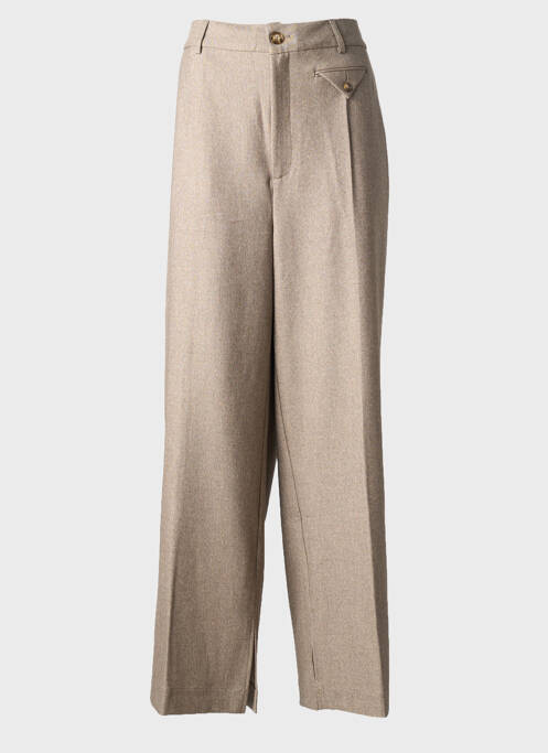 Pantalon large fermeture zippée sous rabat boutonné taille normale beige KAFFE femme