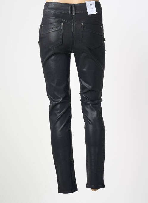 Pantalon slim tissage enduit taille haute noir JULIE GUERLANDE femme