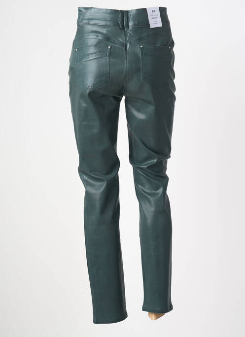 Pantalon slim tissage enduit taille haute vert JULIE GUERLANDE femme