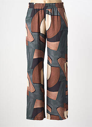 Pantalon droit taille élastique taille normale marron HALOGENE femme