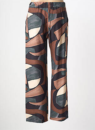 Pantalon droit tissage crêpe taille normale marron HALOGENE femme