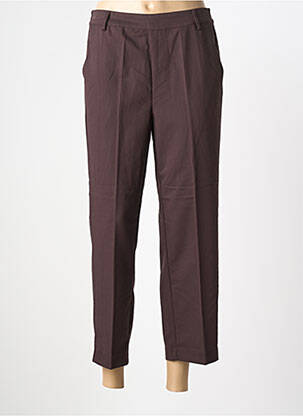 Pantalon 7/8 tissage popeline taille normale marron KAFFE femme