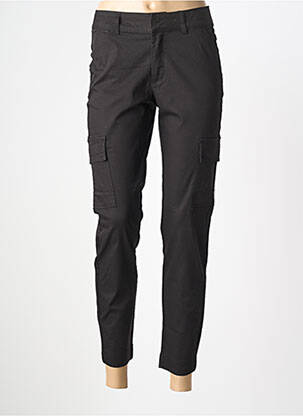 Pantalon 7/8 tissage popeline taille normale noir KAFFE femme