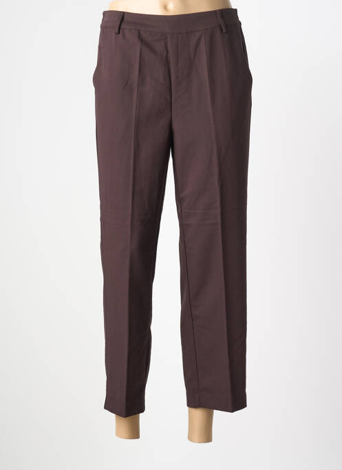 Pantalon 7/8 taille élastique taille normale marron KAFFE femme