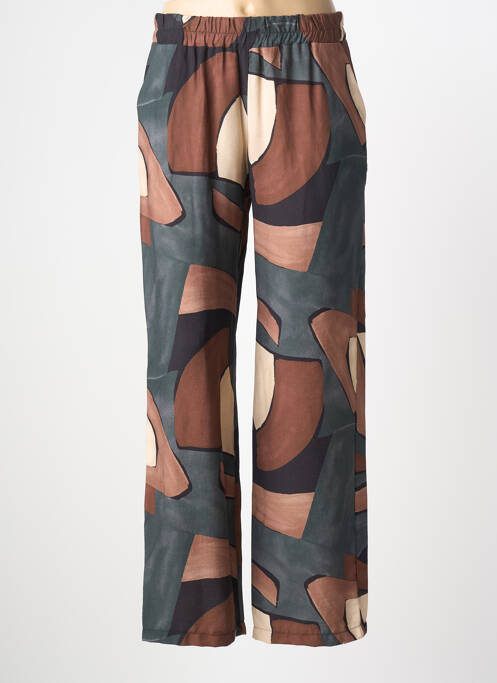 Pantalon droit taille élastique taille normale marron HALOGENE femme