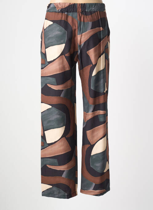 Pantalon droit taille élastique taille normale marron HALOGENE femme