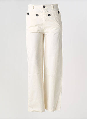 Pantalon droit tissage popeline taille normale beige JOHANNA PARIS femme