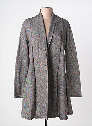 Gilet manches longues col châle gris JOY'S PARIS femme