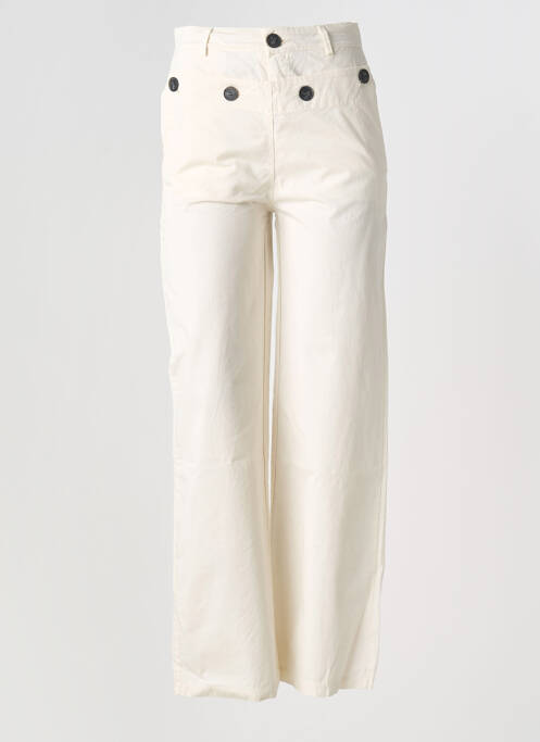 Pantalon droit tissage popeline taille normale beige JOHANNA PARIS femme