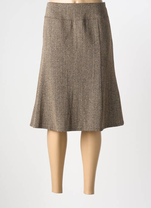 Jupe mi-longue doublure textile marron FRANCE RIVOIRE femme