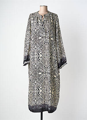 Robe longue imprimé fantaisie manches longues noir PAPILLONNE femme