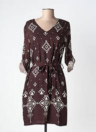 Robe courte manches longues manches longues marron MAELLE femme
