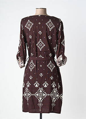 Robe courte manches longues manches longues marron MAELLE femme
