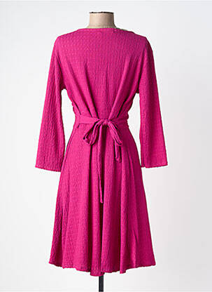 Robe mi-longue tissage crêpe manches longues rose JOY'S PARIS femme