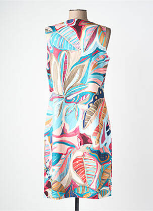 Robe mi-longue imprimé fantaisie sans manche bleu FRANCE RIVOIRE femme