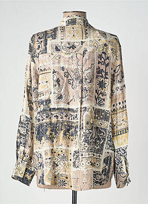 Chemisier tissage crêpe manches longues beige UNIKA femme