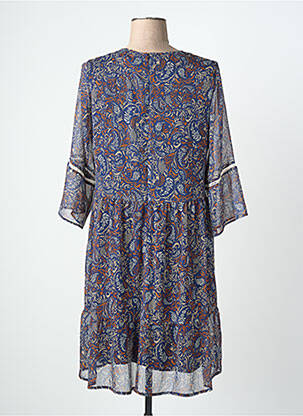 Robe mi-longue imprimé fantaisie manches longues bleu MERI & ESCA femme