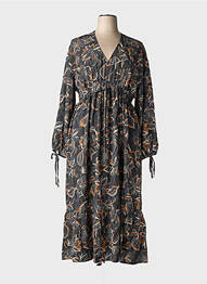 Robe longue manches longues manches longues noir BY ONE femme