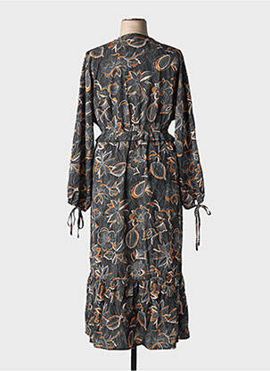 Robe longue manches longues manches longues noir BY ONE femme