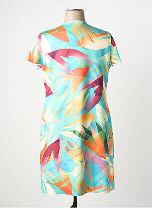 Robe mi-longue imprimé fantaisie manches courtes vert FRANCE RIVOIRE femme
