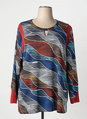 Pull coupe droite manches longues bleu FRANCE RIVOIRE femme