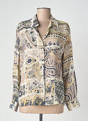 Chemisier tissage crêpe manches longues beige UNIKA femme