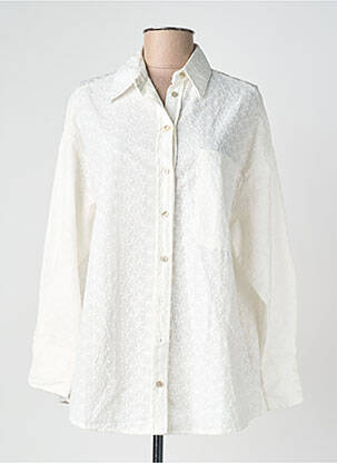 Chemisier coupe droite manches longues blanc FENOMEN femme