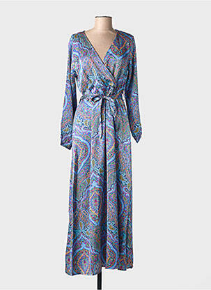 Robe longue manches longues manches longues bleu ELENA Z femme