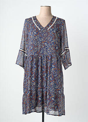 Robe mi-longue imprimé fantaisie manches longues bleu MERI & ESCA femme