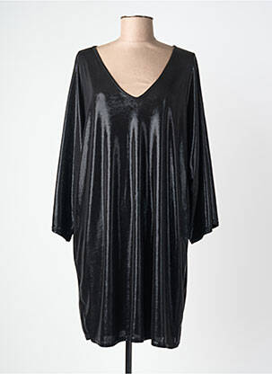 Robe mi-longue manches longues manches longues noir NEW FEELING femme