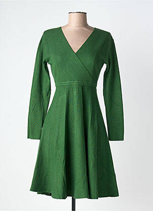 Robe mi-longue manches longues manches longues vert BL femme