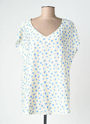 Top imprimé fantaisie manches courtes blanc CHRISTY femme