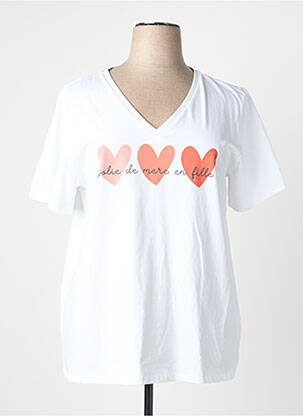 T-shirt sérigraphie floquée manches courtes blanc PM MERE & FILLE femme