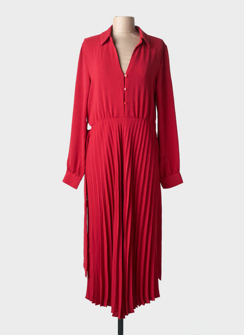 Robe longue tissage crêpe manches longues rouge TIFFOSI femme