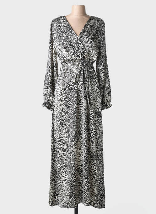 Robe longue coupe cintrée manches longues noir ELENA Z femme